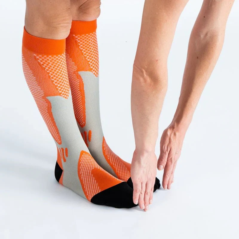 OrthoFlow™ Compression Socks - Orange Black