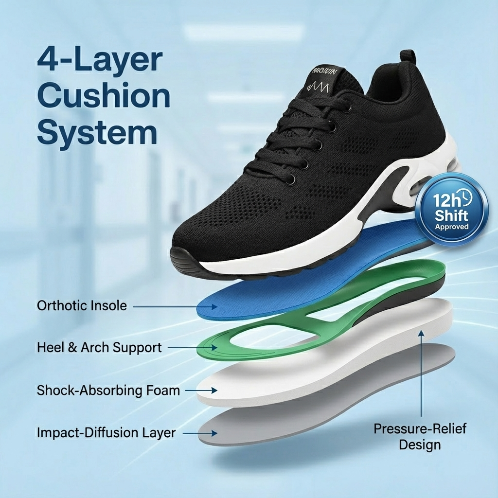 Orthora™ Pro — 12-Hour Shift Shoes for All-Day Foot, Knee & Back Pain Relief