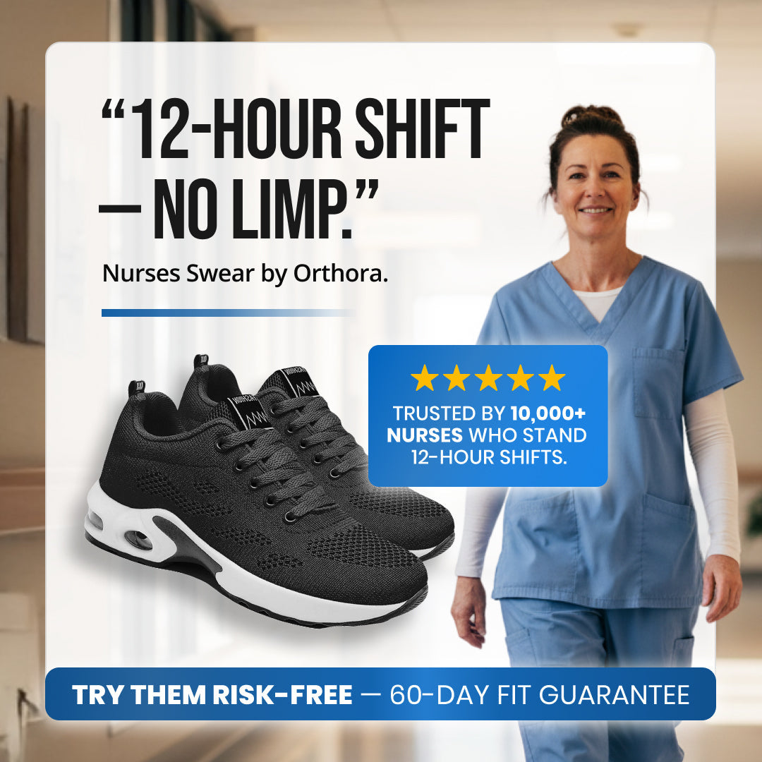 Orthora™ Pro — 12-Hour Shift Shoes for All-Day Foot, Knee & Back Pain Relief