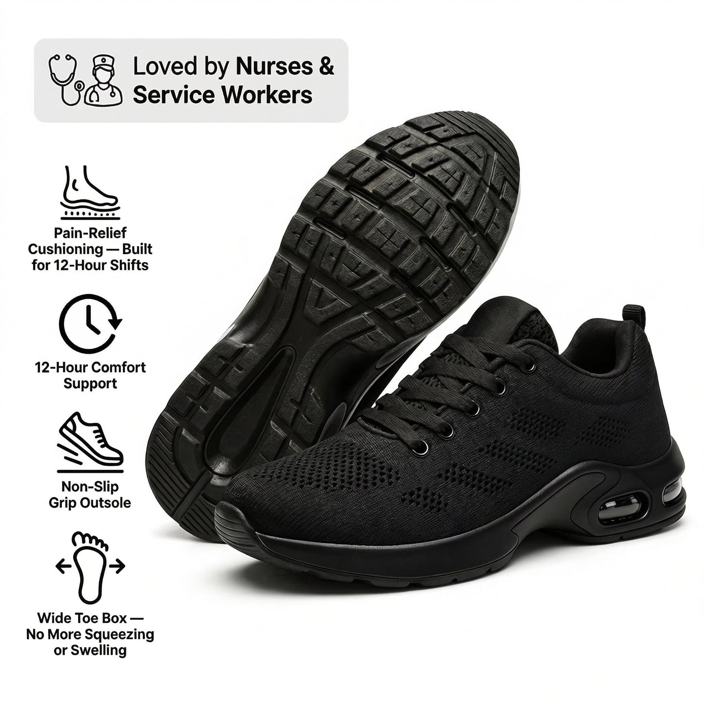 Orthora™ Pro – 12-Hour Shift Shoes for Heel & Plantar Fasciitis Relief (Unisex)